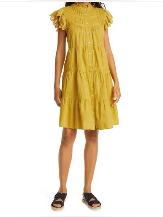 Sea New York Dresses & Skirts - Sea New York Adrienne Tiered Cotton Dress In Yellow Mustard.Size M
